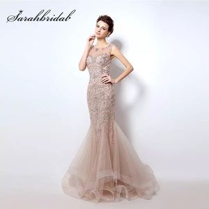 Beaded Sequin Mermaid Couture Gown Size 4